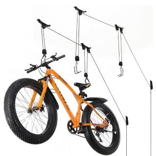 【SFS】自行車天花板安裝升降吊架 2 件組(展示架 停車架 置車架 懸掛式吊架 車庫自行車架推薦)，圖片來源：momo 商品頁 / 成長智能有限公司