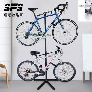 【SFS】直立式2輛落地自行車收納架掛架(單車掛架 直立架 展示架 停車架 自行車掛架 腳踏車掛架推薦)，圖片來源：momo 商品頁 / 成長智能有限公司