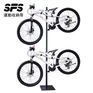 【SFS】直立式2輛落地自行車停車架掛架(靠牆掛架 直立架 展示架 停車架 自行車掛架 腳踏車掛架推薦)，圖片來源：momo 商品頁 / 成長智能有限公司