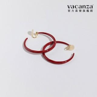【vacanza】簡約大紅 可旋轉垂掛夾式耳環 耳夾(飾品 生日禮物)，圖片來源：momo 商品頁 / 假期國際有限公司