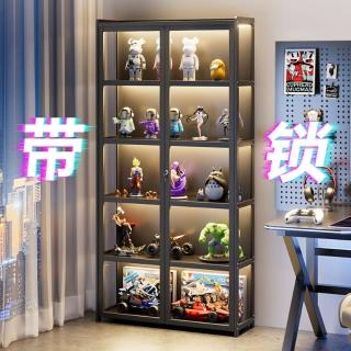 帶鎖手辦櫃家用分層展示收納箱透明高清玻璃櫃檯大容量玩具陳列櫃,圖片來源:momo 商品頁 / 余華企業社