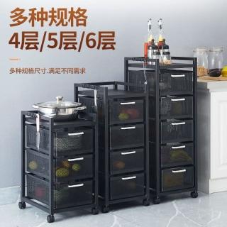 廚房置物架抽拉式蔬菜儲物架多層大容量微波爐架廚房抽屜式置物架，圖片來源：momo 商品頁 / 鈺鈴企業社