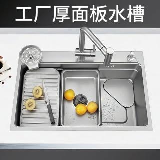 多功能洗碗池 SUS304不銹鋼水槽 寬邊厚面板廚房大單槽一體化，圖片來源：momo 商品頁 / 佑澄企業社
